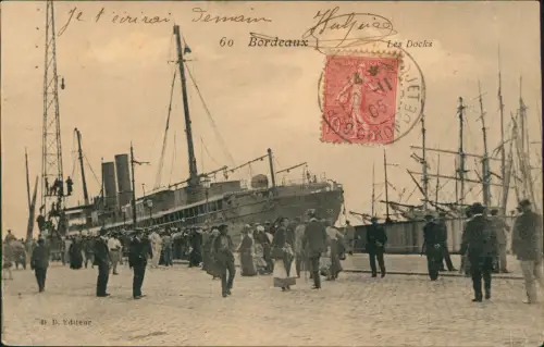 CPA Bordeaux Hafen Les Docks Dampfer Steamer 1905