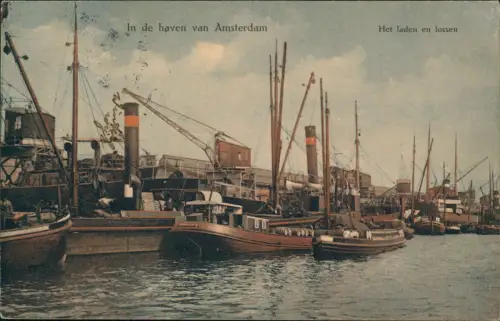 Postkaart Amsterdam Amsterdam In de haven - Hafen 1910