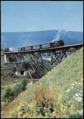 Dampflokomotive Stahlviadukt Schmalspurbahn Hüttenbachtal Oberwiesenthal 1990