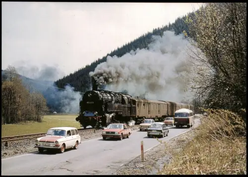 Steinach Thüringen Dampflokomotive 95 0027 DR mit Personenzug bei Steinach 1981