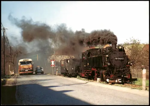 Ansichtskarte  Dampflokomotive 99 1740 mit Nahgüterzug vor Ulberndorf 1972