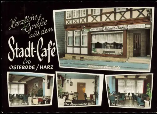 Ansichtskarte Osterode (Harz) Stadt-Café mit Innenansichten 1965