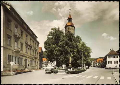 Ansichtskarte Oppenau Ortsansicht mit Renchtalbank und Kirche 1970