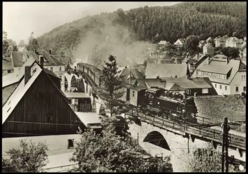 Schmalspurbahn Weißeritztalbahn Ortsdurchfahrt Schmiedeberg Dampflok 1983