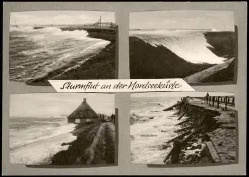 Ansichtskarte Nordstrand 4 Bild Schwere Brandung 1963