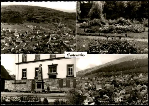 Ansichtskarte Partenstein 4 Bild Kriegerdenkmal Siedlung Dreiecksplatz 1974