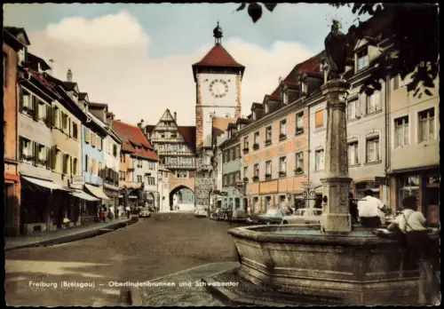 Freiburg im Breisgau Oberlindenbrunnen und Schwabentor, Freiburg (Breisgau) 1960