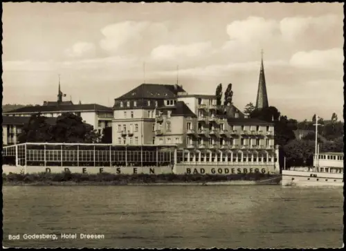 Ansichtskarte Bad Godesberg-Bonn Bad Godesberg, Hotel Dreesen und Dampfer 1935