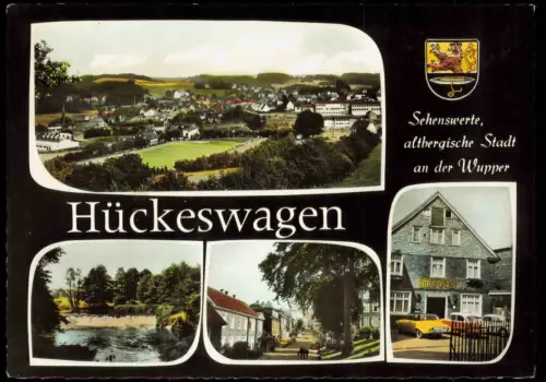 Hückeswagen Hückeswagen: Panoramablick und Stadtansichten mit Hotelgarten 1975
