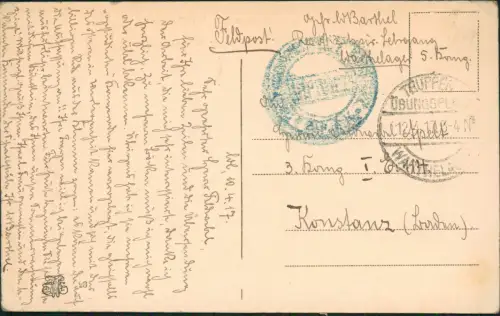 Warthelager Truppenübungsplatz Schloß Weissenburg B. Posen Feldpost 1917