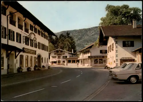Ansichtskarte Unterwössen Straße Gasthaus und Apotheke 1972