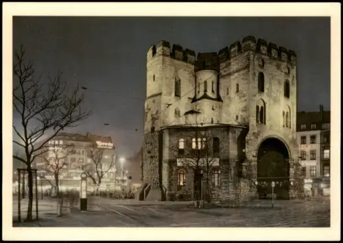 Ansichtskarte Köln Hahnentor bei Nacht Leuchtreklame 1961
