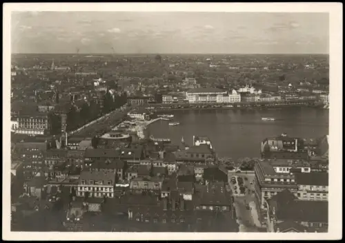 Ansichtskarte Hamburg Luftbild Innenstadt Jungfernstieg Binnenalster 1930