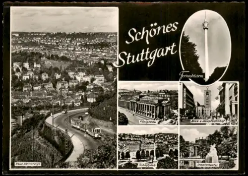 Ansichtskarte Stuttgart MB: Weinsteige Königsbau Bahnhof 1968