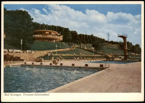 Ansichtskarte Bad Kissingen Terrassen Schwimmbad 1956