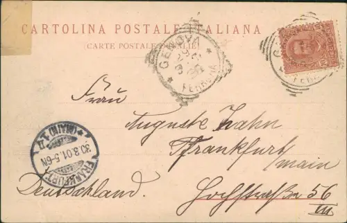 Cartolina Genua Genova (Zena) Il Porto. Hafen Segelboote Dampfer 1901