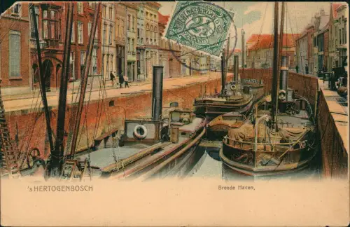 Postkaart Den Bosch (’s-Hertogenbosch) Breede Haven. Hafen Dampfer 1911