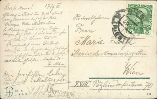 Cartolina Triest Trieste Vapore in partenza. Dampfer Steamer 1910