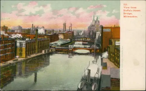 Postcard Milwaukee View fromBuffalo Street 1912  USA