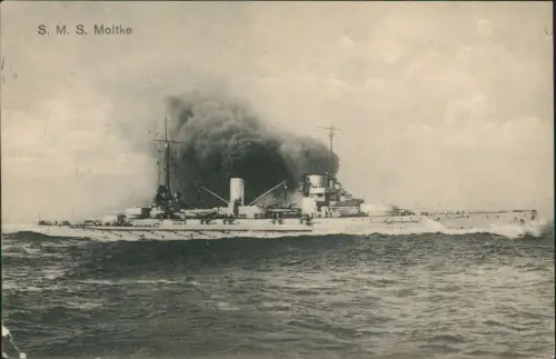 Ansichtskarte  S.M.S. Moltke Schiff Kriegsschiffe  1916  Marine Schiffspost