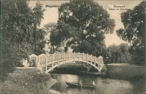Ansichtskarte Werder-Magdeburg Stadtpark - Brücke zur Marieninsel 1915