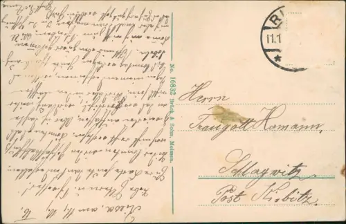 Ansichtskarte Riesa Knabenschule and Wasserturm. 1913