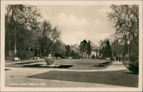 Ansichtskarte Cottbus Ernst-Thälmann-Platz 1954