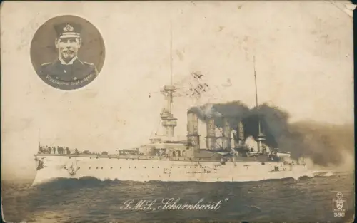 AK Schiffe Schifffahrt Kriegsschiffe Marine SMS Scharnhorst 1915  Feldpost