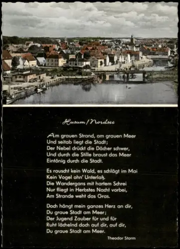 Ansichtskarte Husum Stadtpartie - Gedicht Theodor Storm 2 Bild 1971