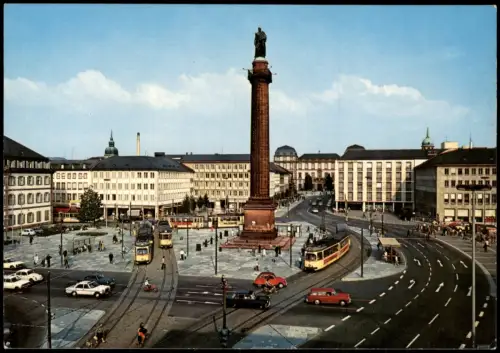 Ansichtskarte Darmstadt Luisenplatz - Verkehr Straßenbahn 1971