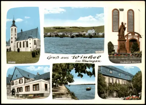 Ansichtskarte Oestrich-Winkel Kirche, Uferpartie, Rathaus uvm Mehrbild 1981