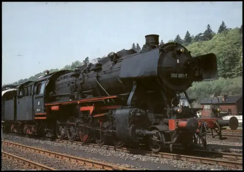 Ansichtskarte  Dampf-Güterzuglokomotive 050 001-1 in Jünkerath 1971