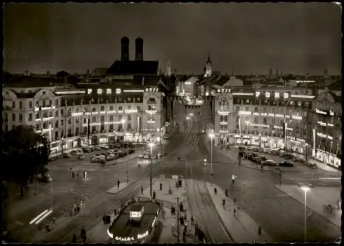 Ansichtskarte München Karlsplatz bei Nacht - Leuchtreklame 1964