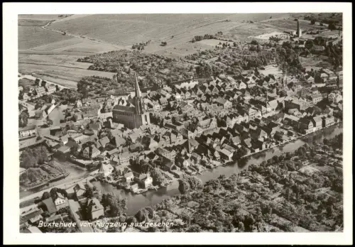 Ansichtskarte Buxtehude Luftbild Flugzeugaufnahme 1956