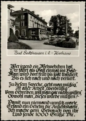 Ansichtskarte Bad Salzhausen-Nidda Kurhaus mit Gedichtstext 1962