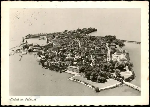 Ansichtskarte Lindau (Bodensee) Luftbild aus großer Höhe 1955