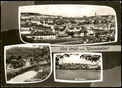 Ansichtskarte Baumholder Stadt Bahnhof Edingersmühle Weiher MB 1965