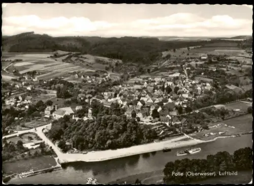 Ansichtskarte Bodenwerder-Polle Luftbild Oberweser Dampfer 1967