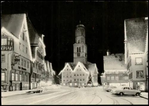 Ansichtskarte Biberach an der Riß Markt bei Nach im Winter Cafe 1975