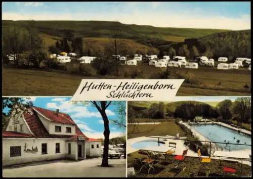 Schlüchtern Hütten-Heiligenborn,  Gaststätte, Campingplatz Schwimmbad 1975