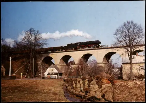 Ansichtskarte  Güterzugdampflokomotive 50 3548 auf Viaduktin Ottendorf 1982