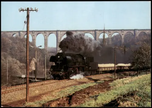 Ansichtskarte Wechselburg Göhrener Viadukt mit Dampflok 1988