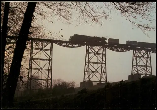 Ansichtskarte  Eisenbahnbrücke mit Dampfzug (Deckblatt) 1980