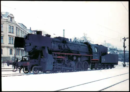 Hohenstein-Ernstthal Güterzuglokomotive 52 6431 am Bahnhof  1968