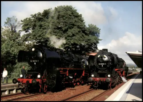 Ansichtskarte Löbau Dampflokomotiven 52 8079 und 52 8080 im Bahnhof 2012