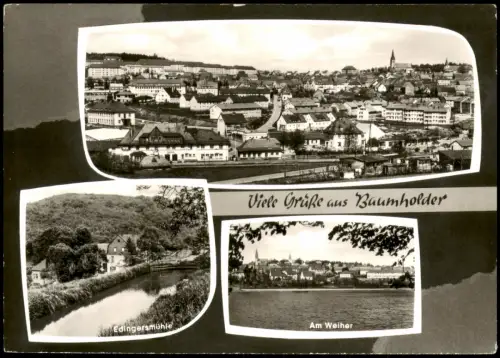 Ansichtskarte Baumholder Stadt Bahnhof Edingersmühle Weiher MB 1966