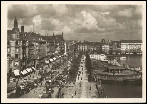 Ansichtskarte Hamburg Großstadtverkehr auf dem Jungfernstieg 1931