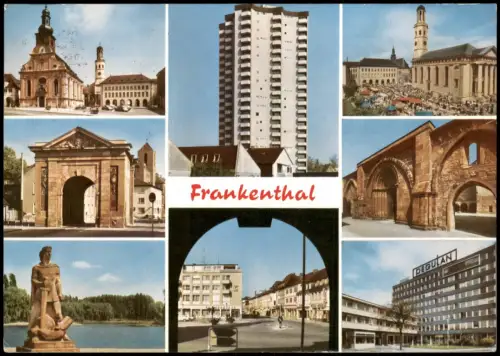 Frankenthal (Pfalz) Hochhaus Kirche Degulan Straße Mehrbild 1976