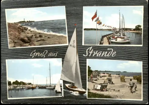 Ansichtskarte Kiel 4 Bild Strandansichten Hafen Boote 1971