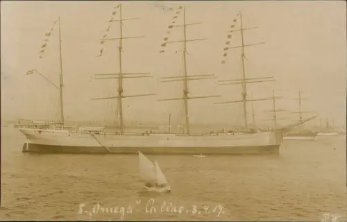 Postcard Callao Peru Segelboot Omega im Hafen 1918
